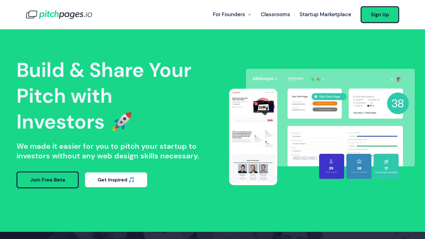 PitchPages.io Landing page