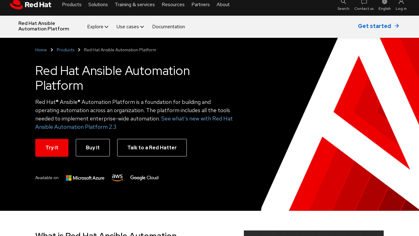 Red Hat Ansible Landing page