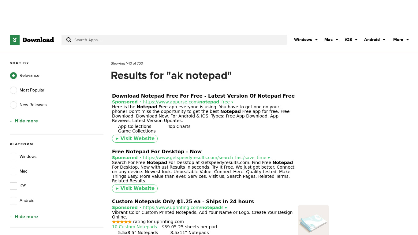 AK Notepad Landing page