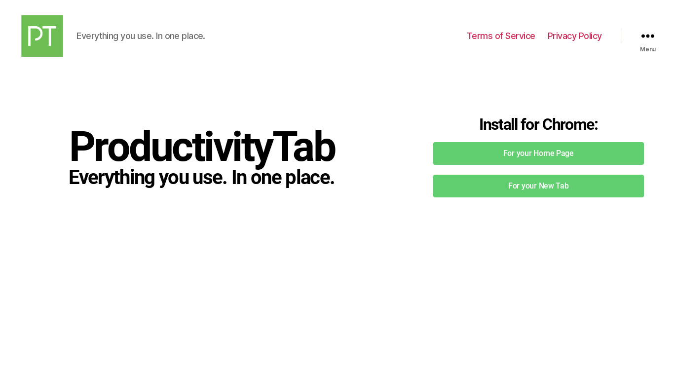 ProductivityTab Landing page