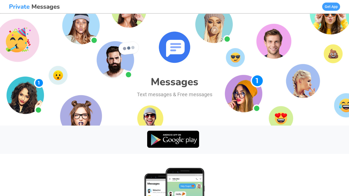 Messenger-SMS.com Landing page