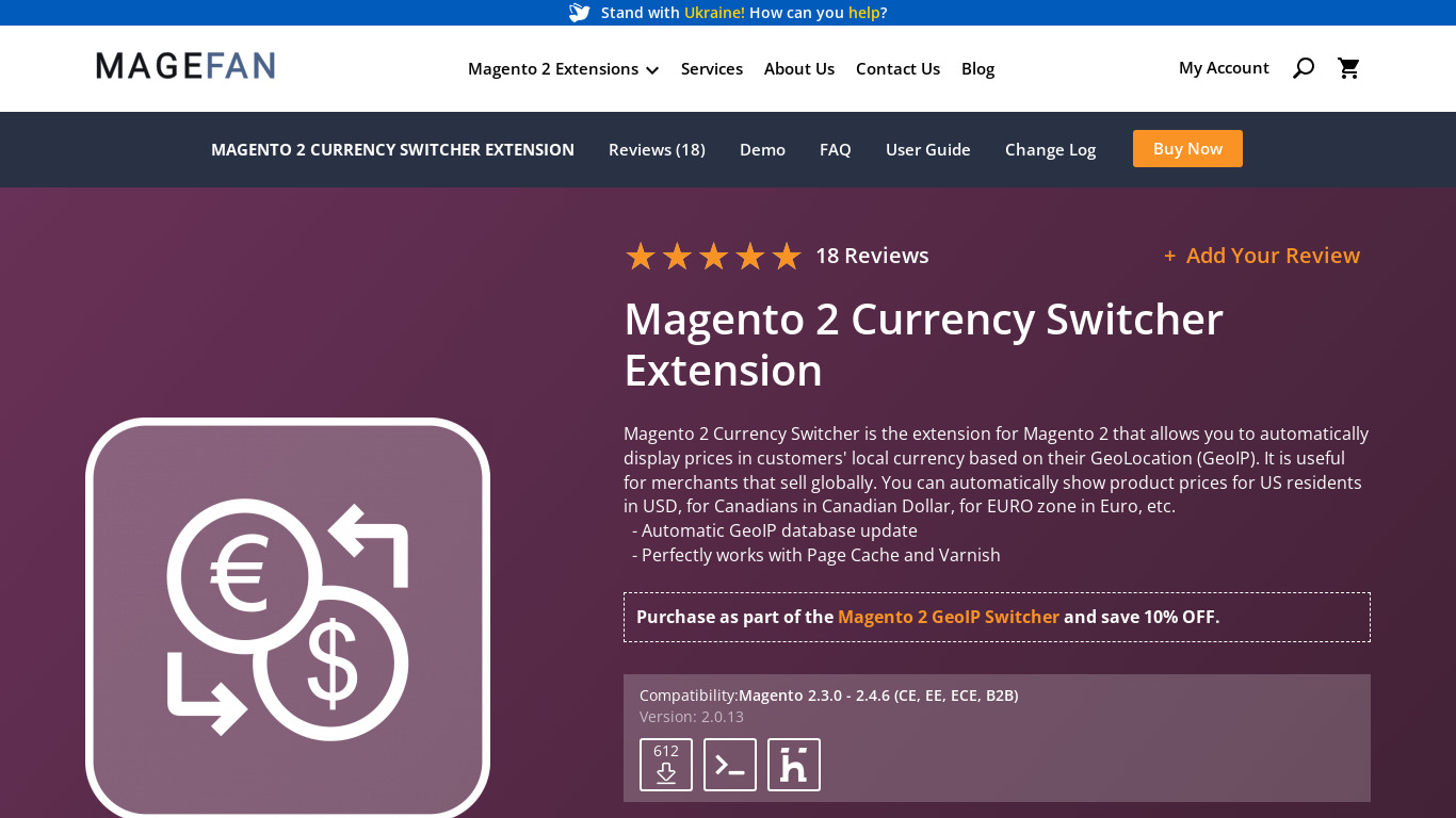 Magento 2 Currency Switcher Extension Landing page