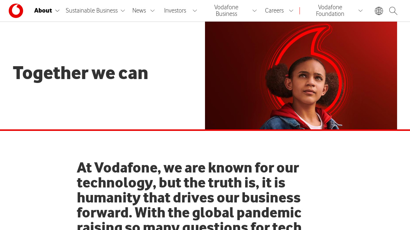 Vodafone Group plc Landing page