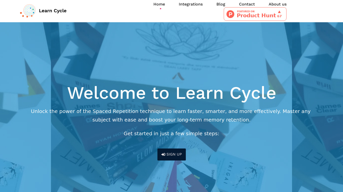Learn Cycle Landing page