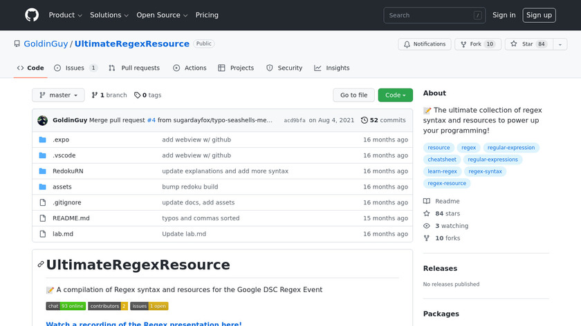 UltimateRegexResource Landing Page