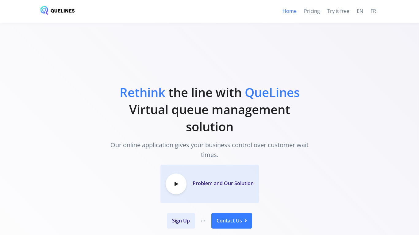 Quelines Landing page