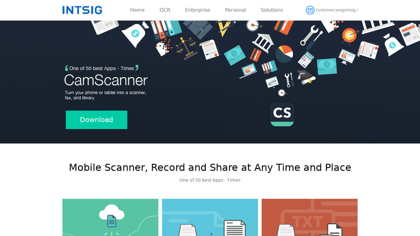 Intsig CamScanner Landing Page