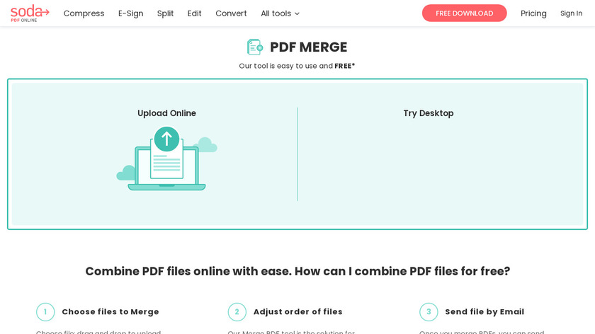 SodaPDF PDF Merge Landing Page