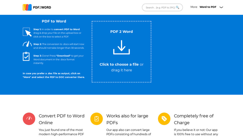 PDF2Word.io Landing Page
