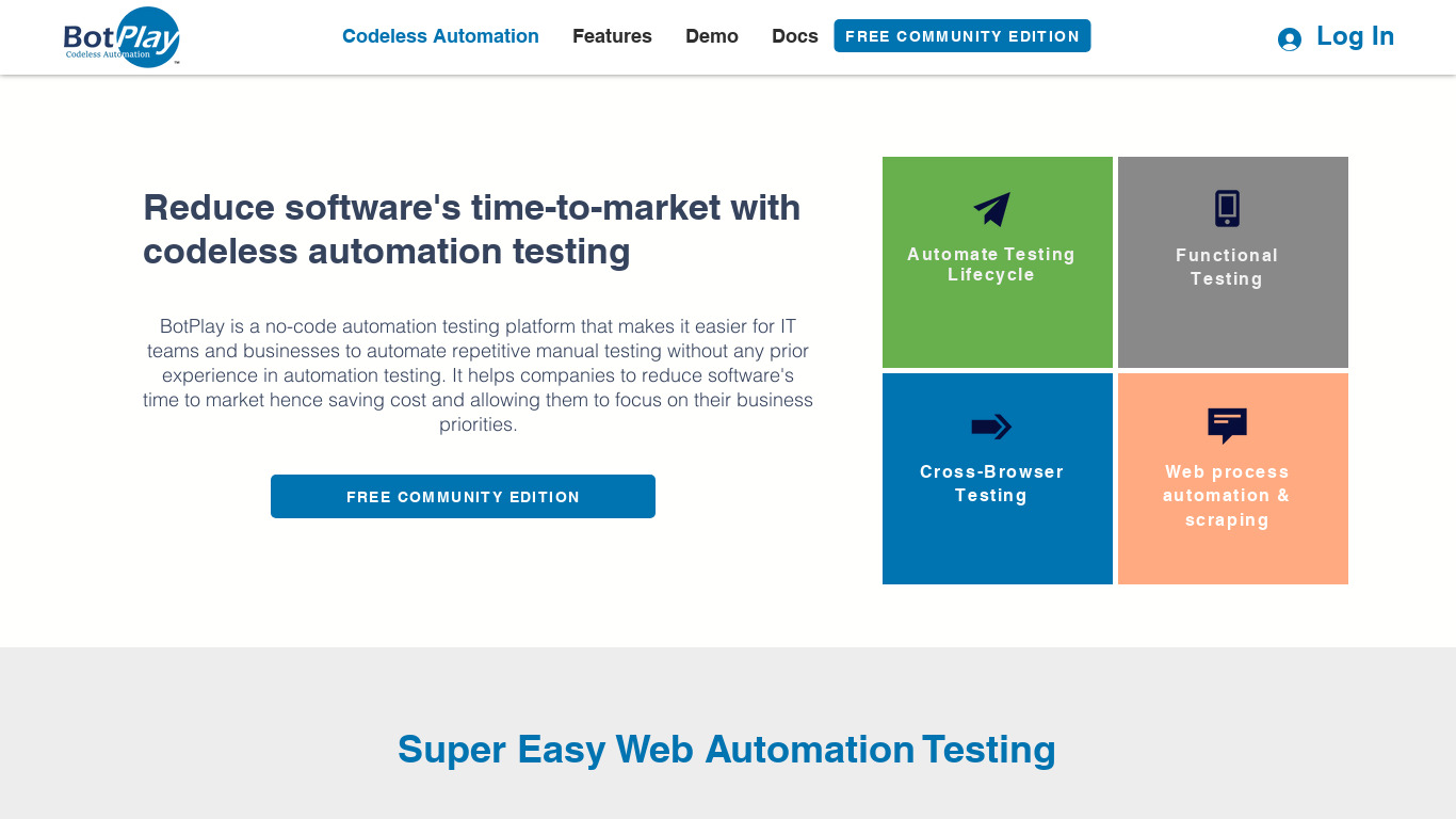 BotPlay Automation Landing page