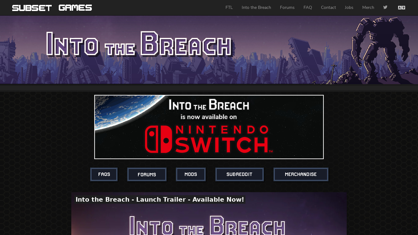 Into the Breach Landing page