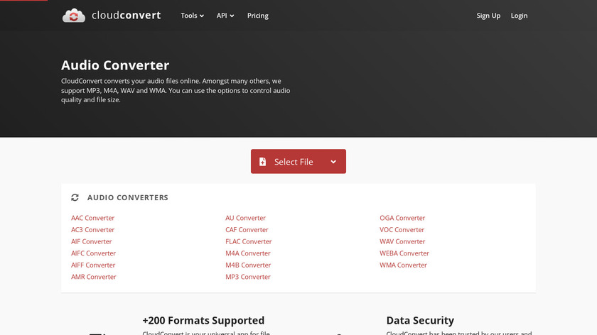 CloudConvert Audio Converter Landing Page