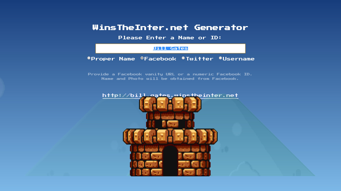 WinsTheInternet Generator Landing page