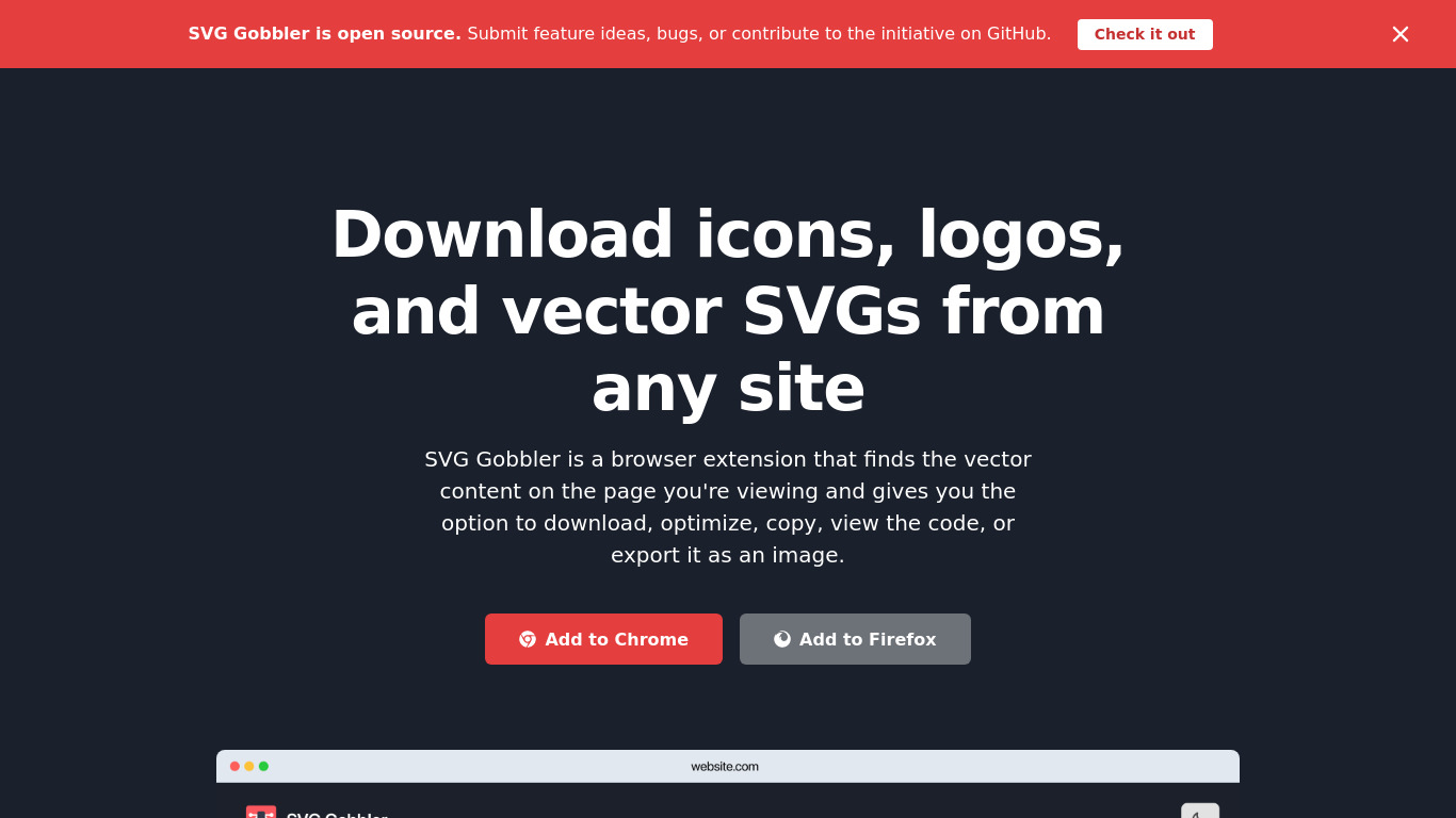 SVG Gobbler Landing page