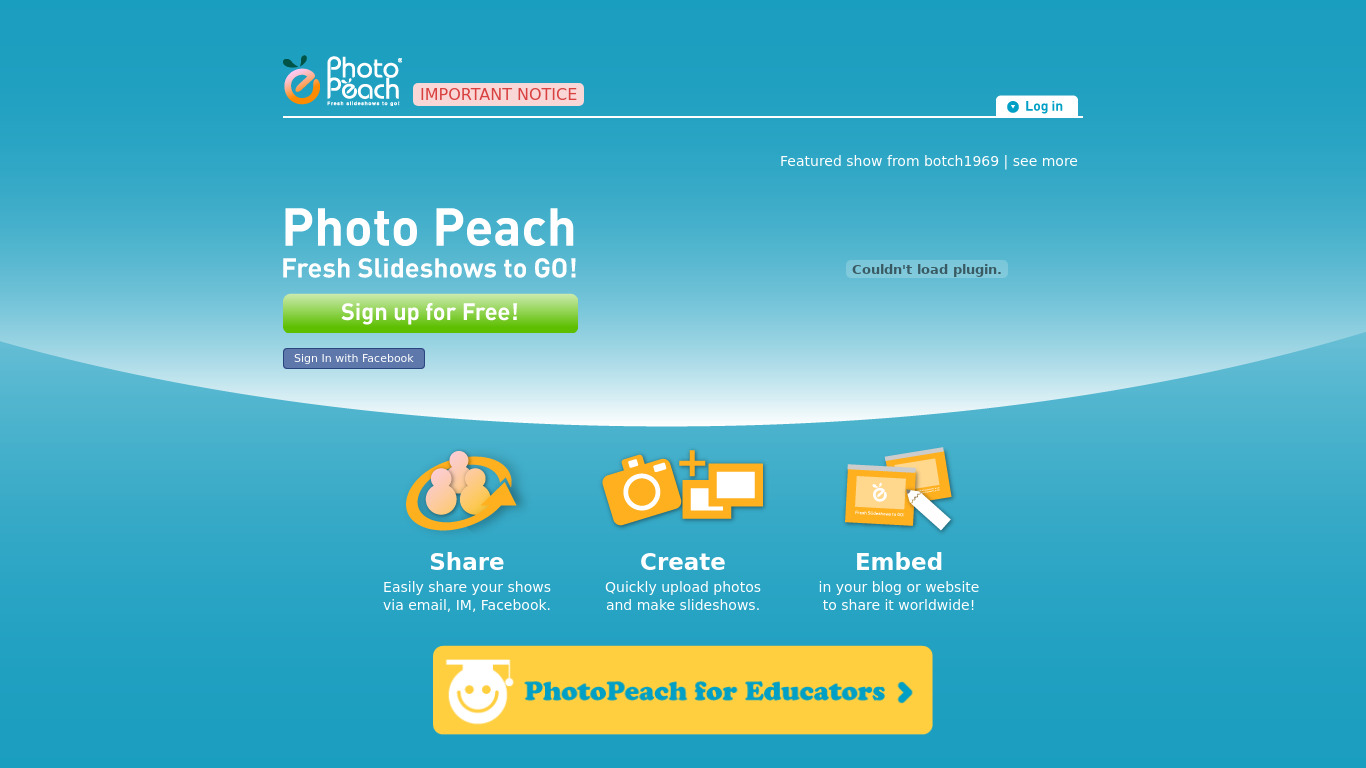 Photopeach Landing page