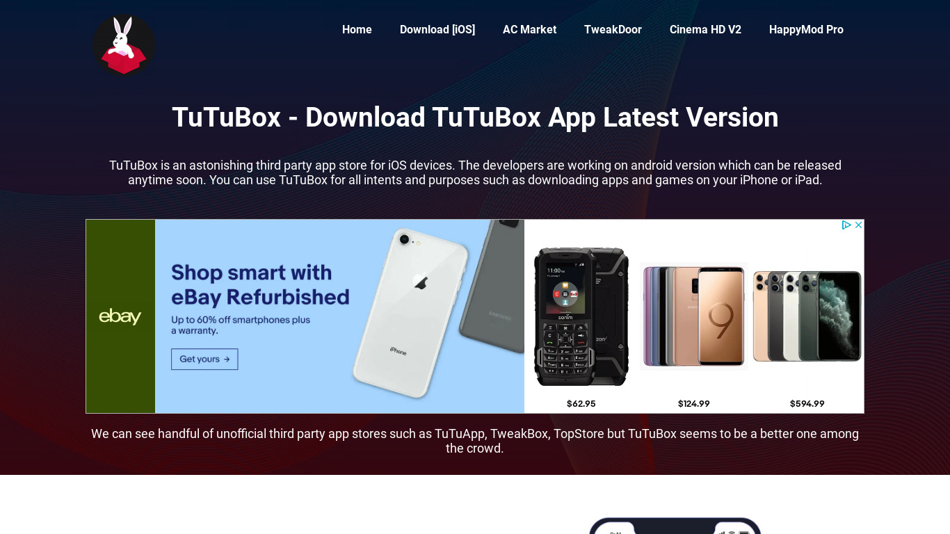Tutubox iOS Landing page