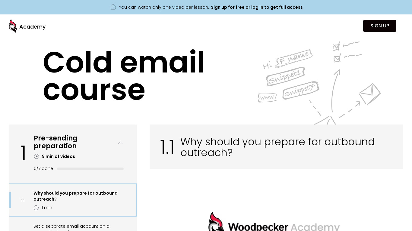 Woodpecker Academy Landing page