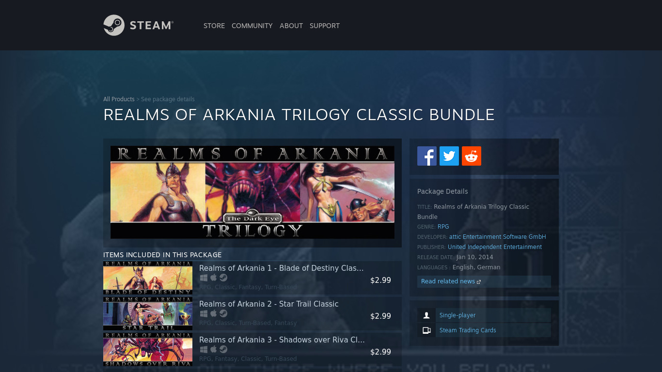Realms of Arkania (trilogy) Landing page
