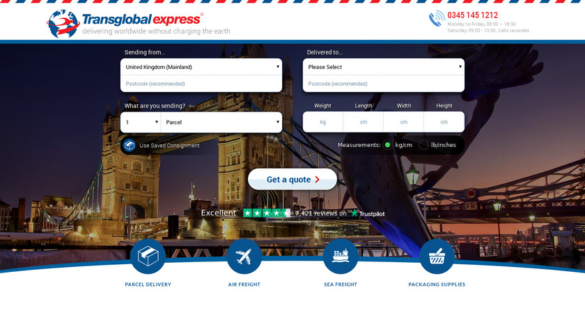 TransGlobalExpress Landing Page