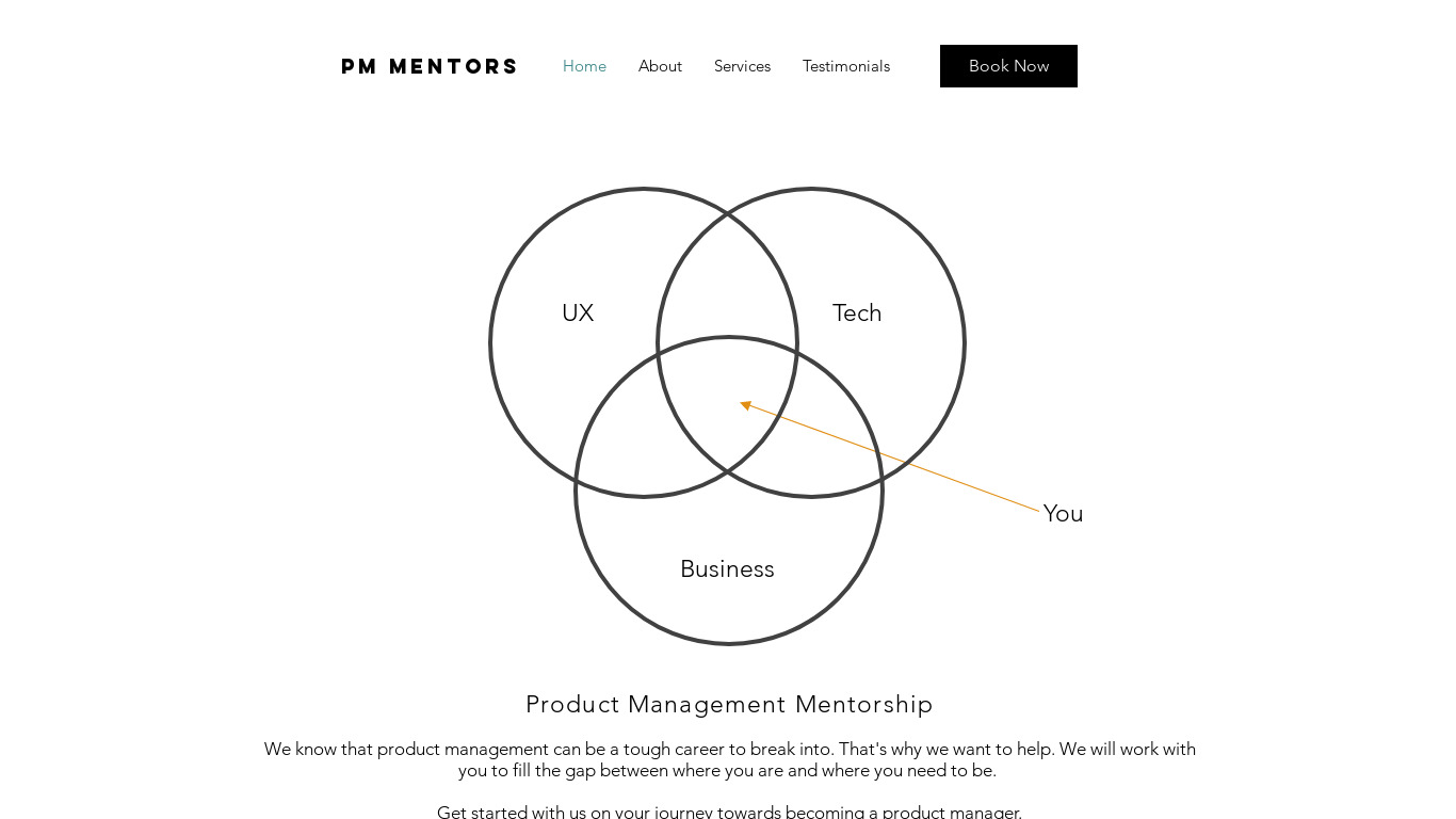 The PM Mentors Landing page