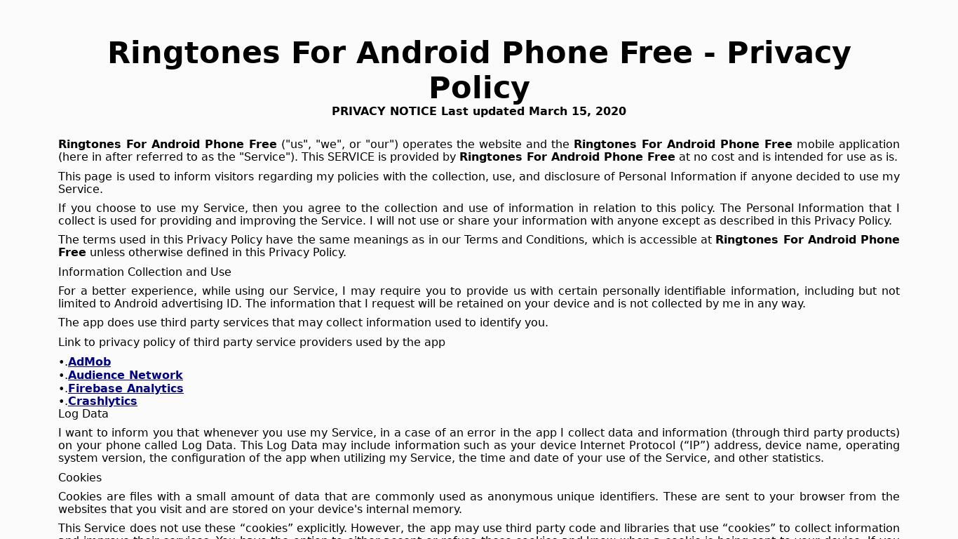 Free Ringtones For Android Phone Landing page