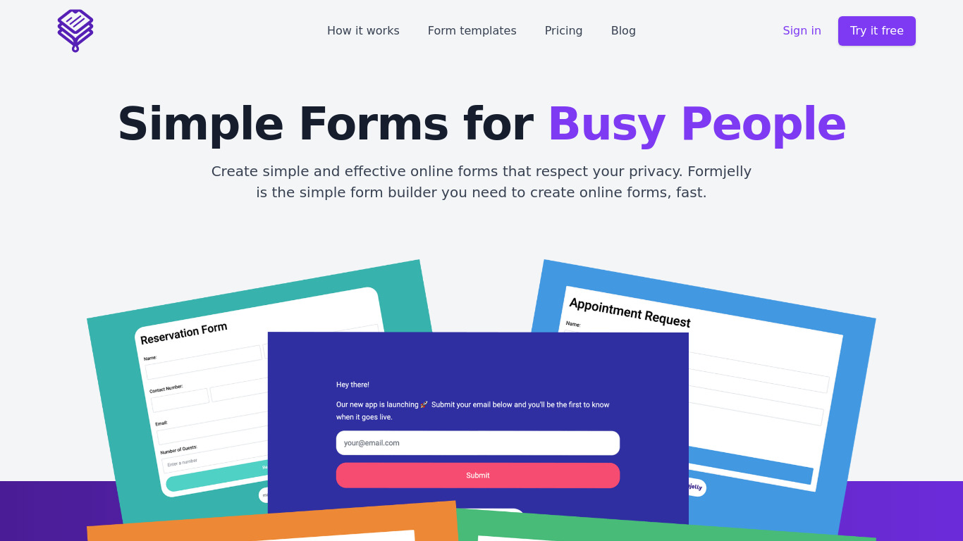 Formjelly Landing page