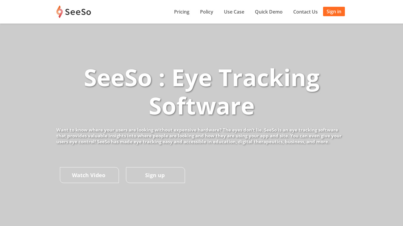 SeeSo.io Landing page