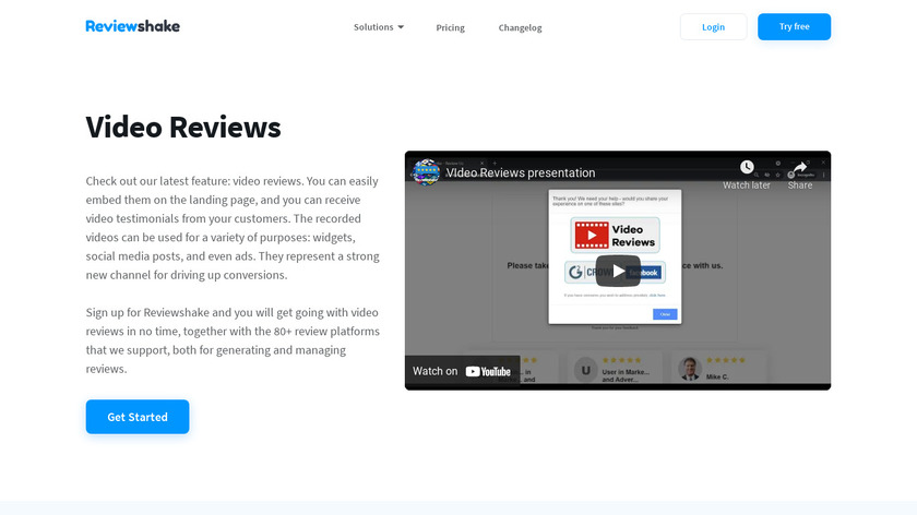 Video Reviews by Reviewshake Landing Page