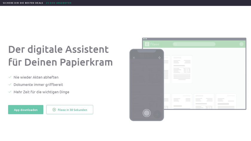 fileee – No more paperwork Landing Page