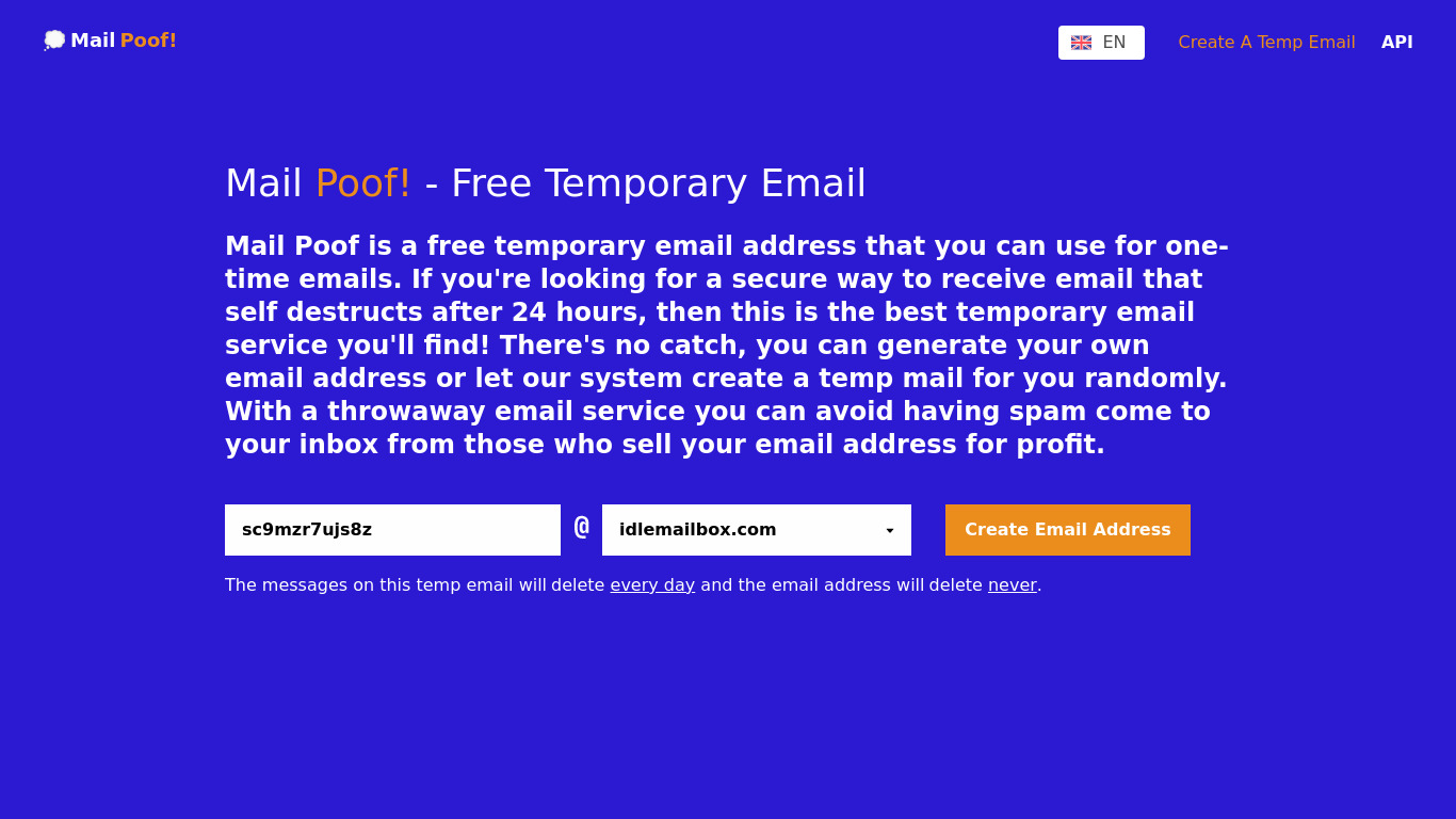 Mail Poof Landing page