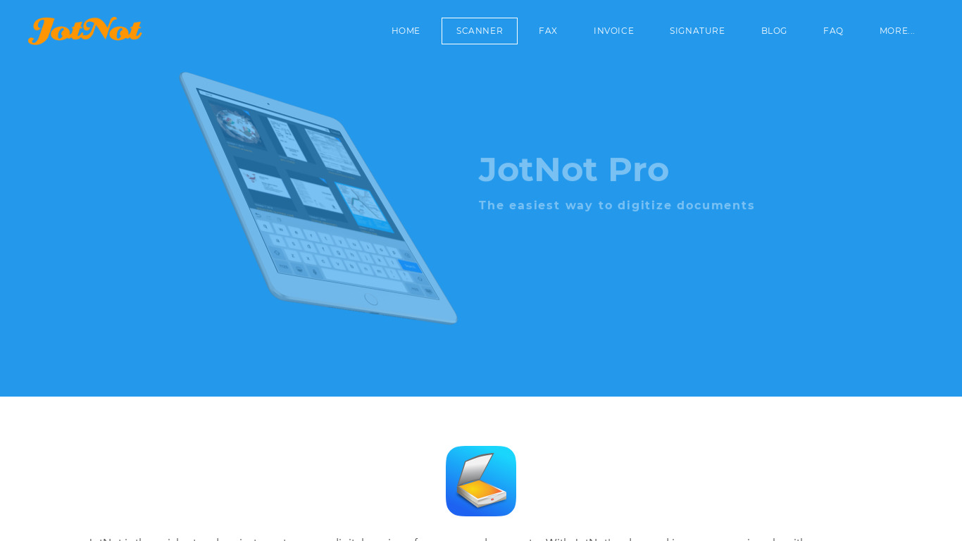 JotNot Pro Landing page