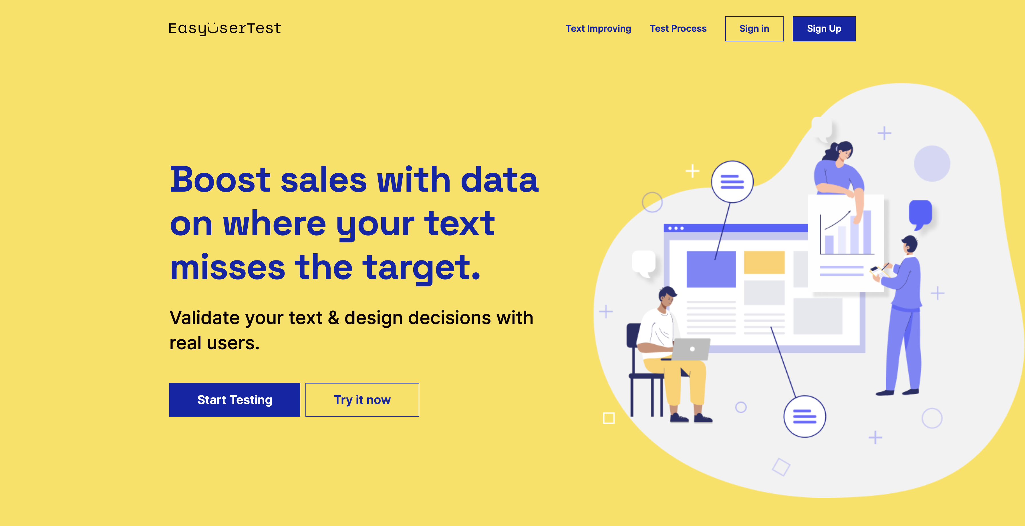 Easy User Test Landing page