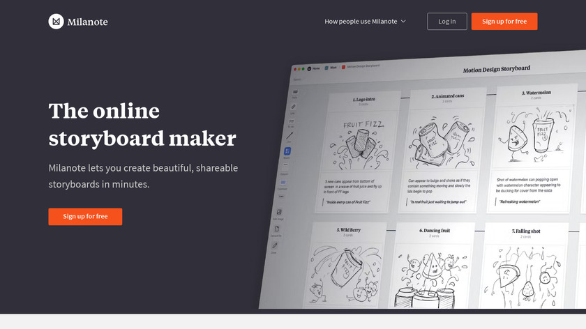 Milanote Storyboard Creator Landing Page