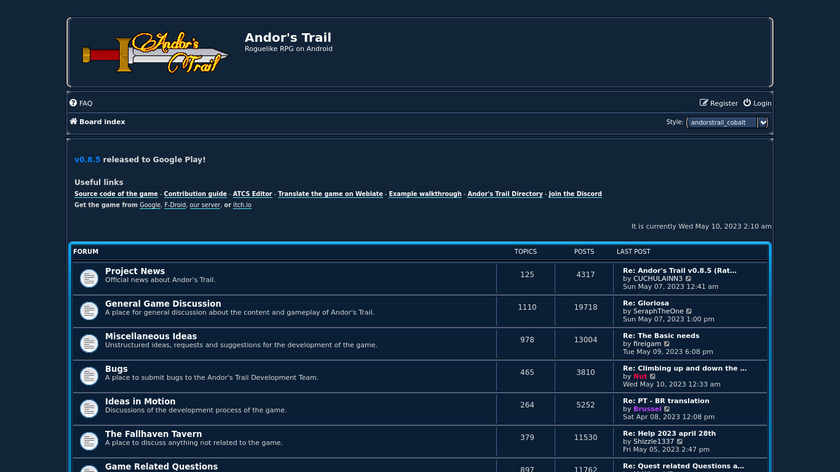Andor's Trail Landing Page