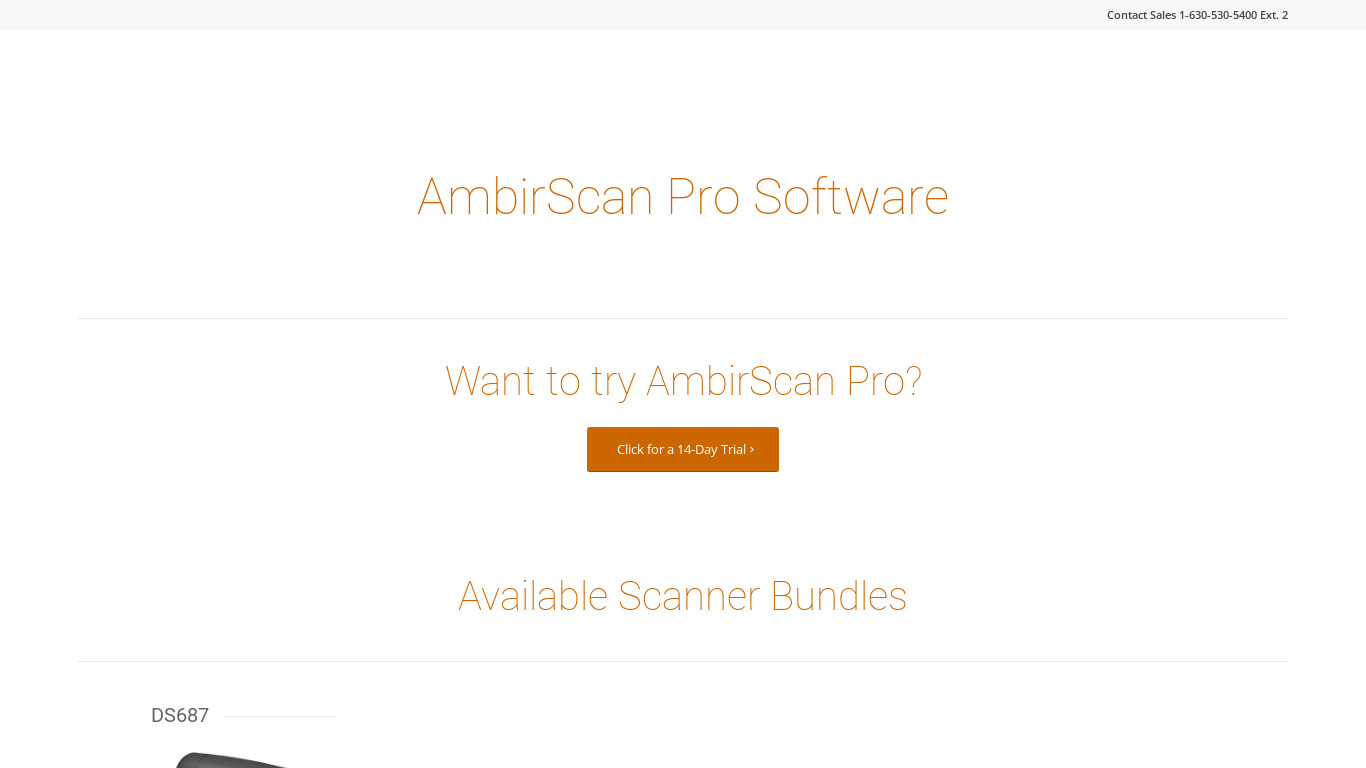 AmbirScan Pro Software Landing page