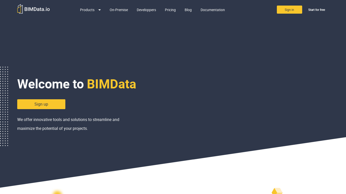 BIMData Landing page