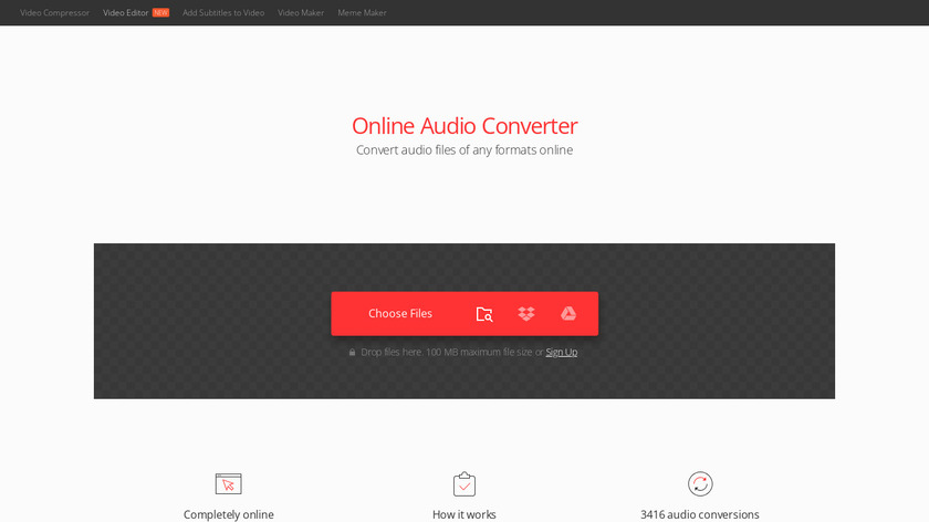 Convertio Online Audio Converter Landing Page