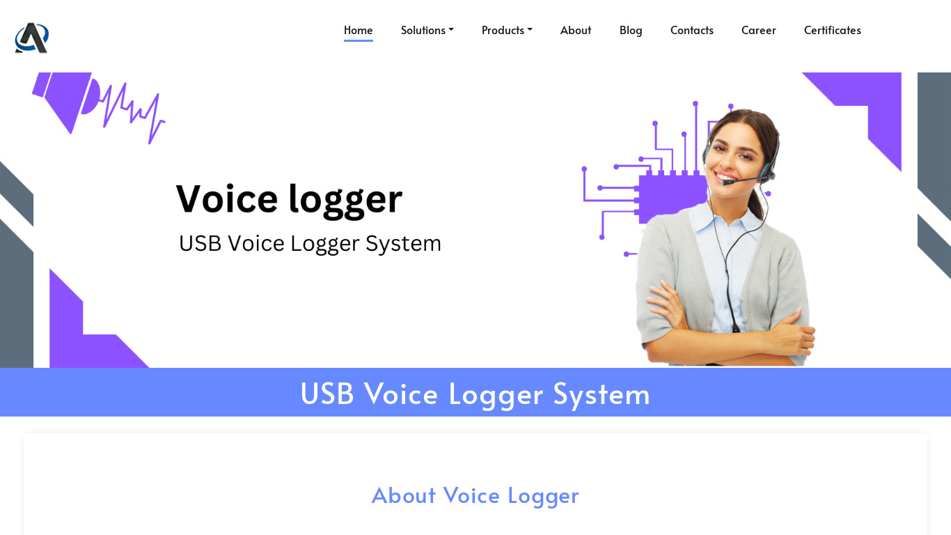 Asfera Voice Logger Landing page