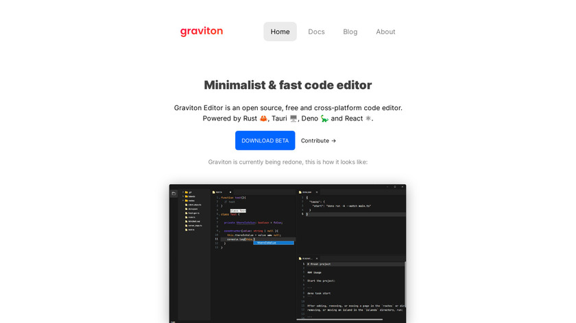Graviton Editor Landing Page