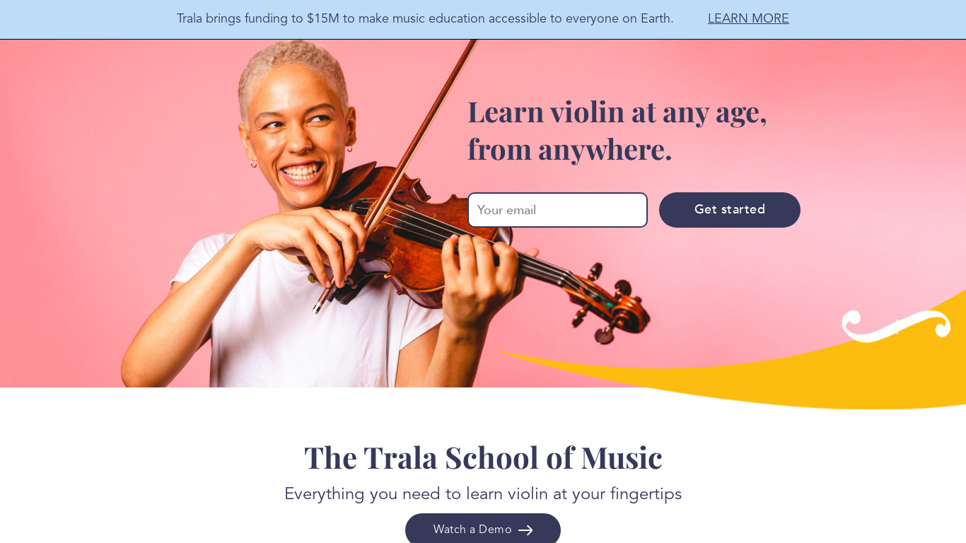 Violin by Trala Landing page