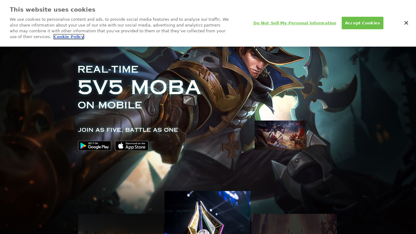 Arena of Valor Landing page