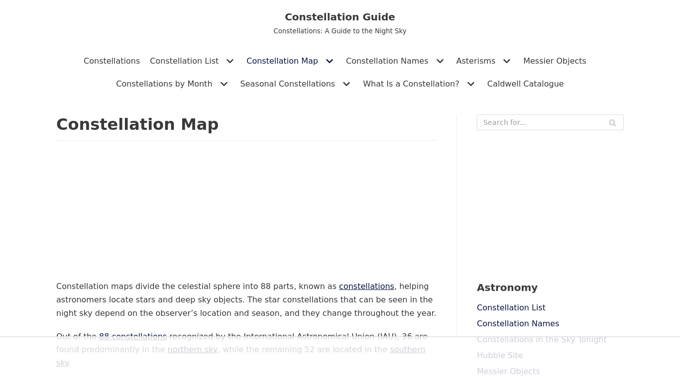 Constellation Map Landing page