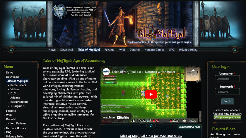 Tales of Maj'Eyal (ToME) Landing Page