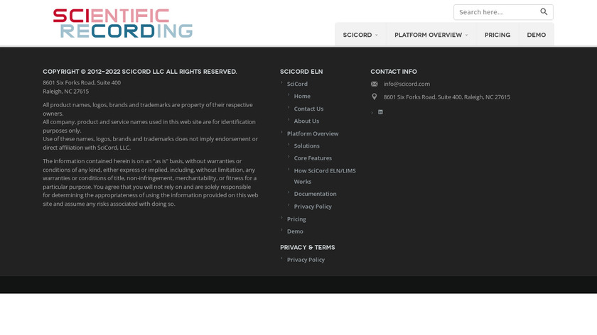 SciCord Landing Page