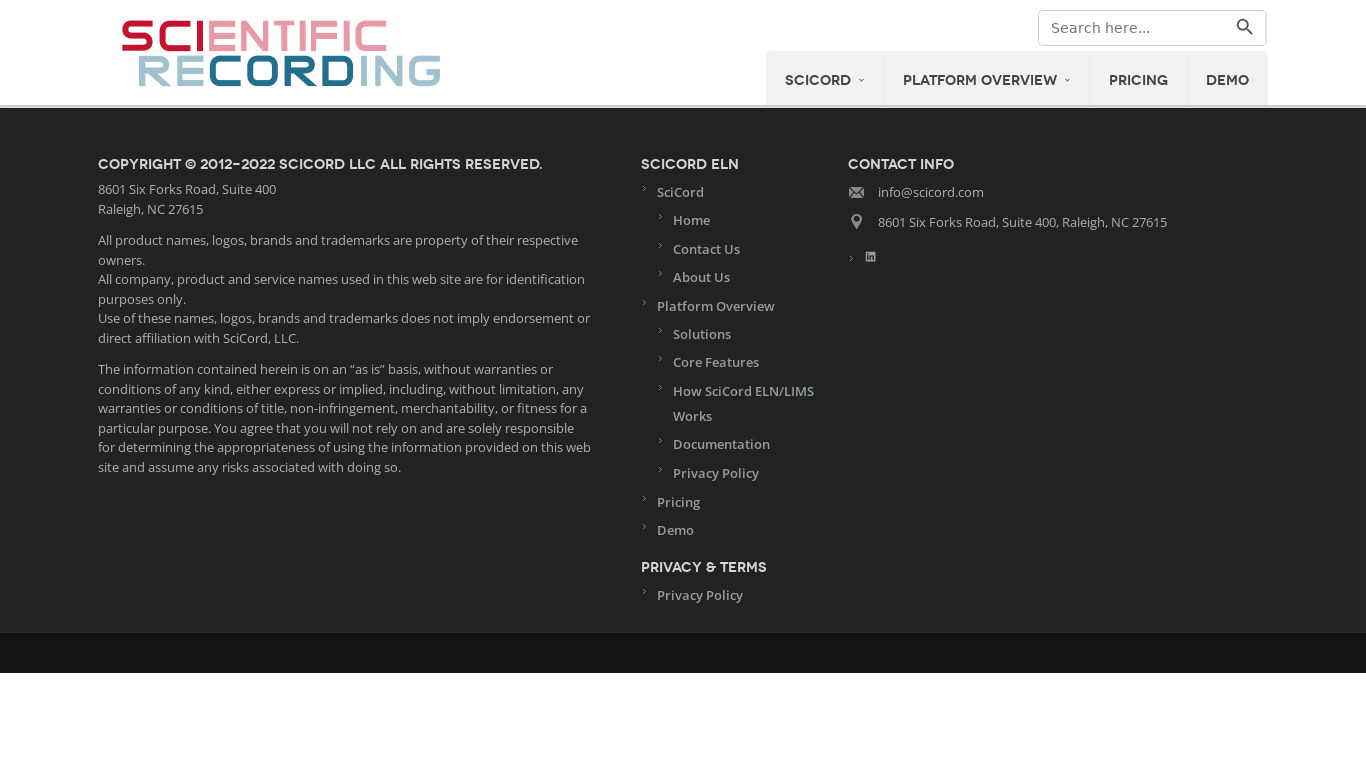 SciCord Landing page
