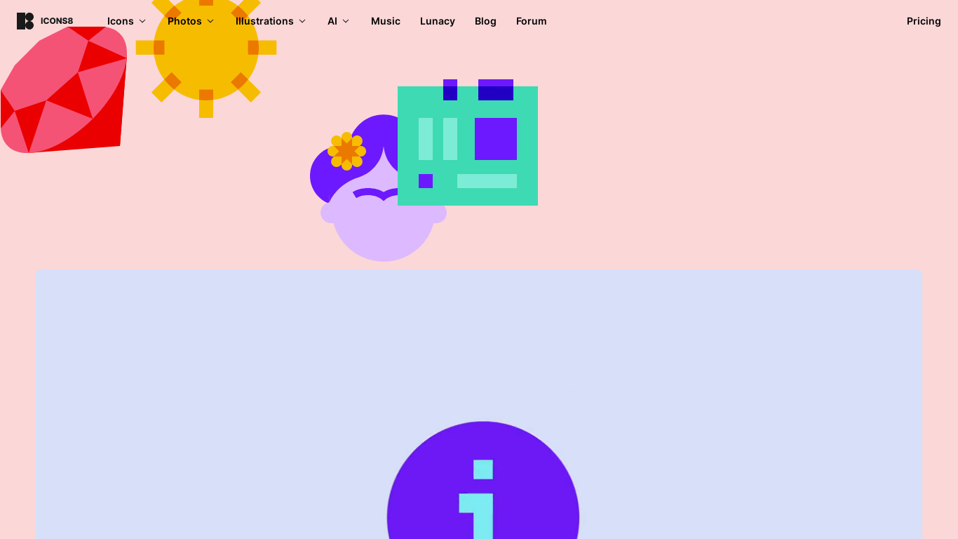 Color Glass Icons by Icons8 Landing page