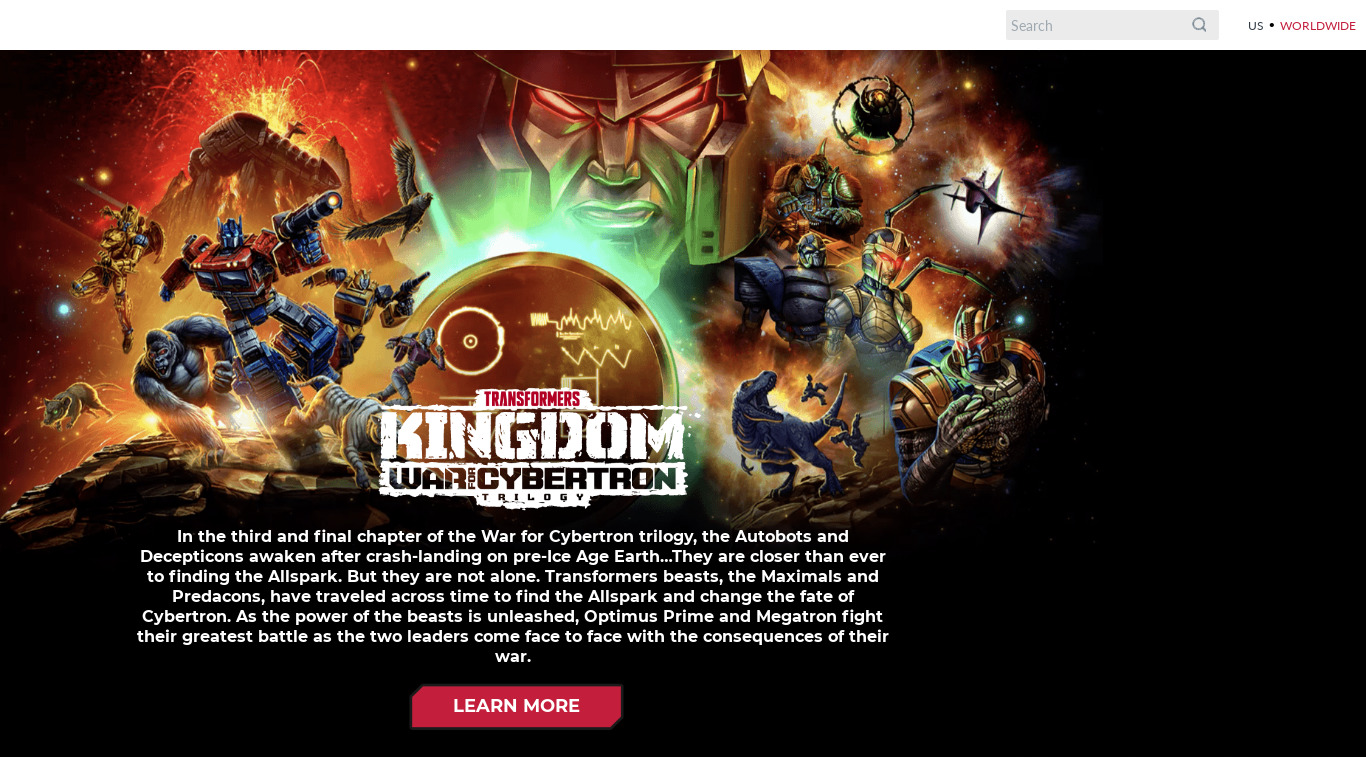 Transformers: War for Cybertron Landing page