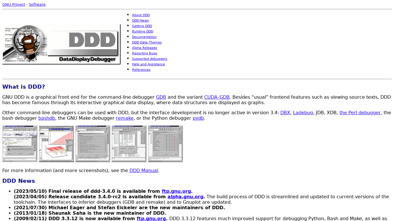 Data Display Debugger Landing page