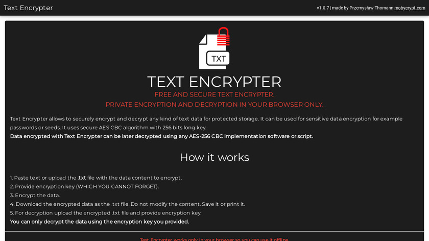 TextEncrypter Landing Page