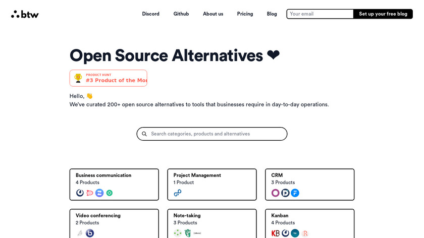 Open Source Alternatives Landing Page